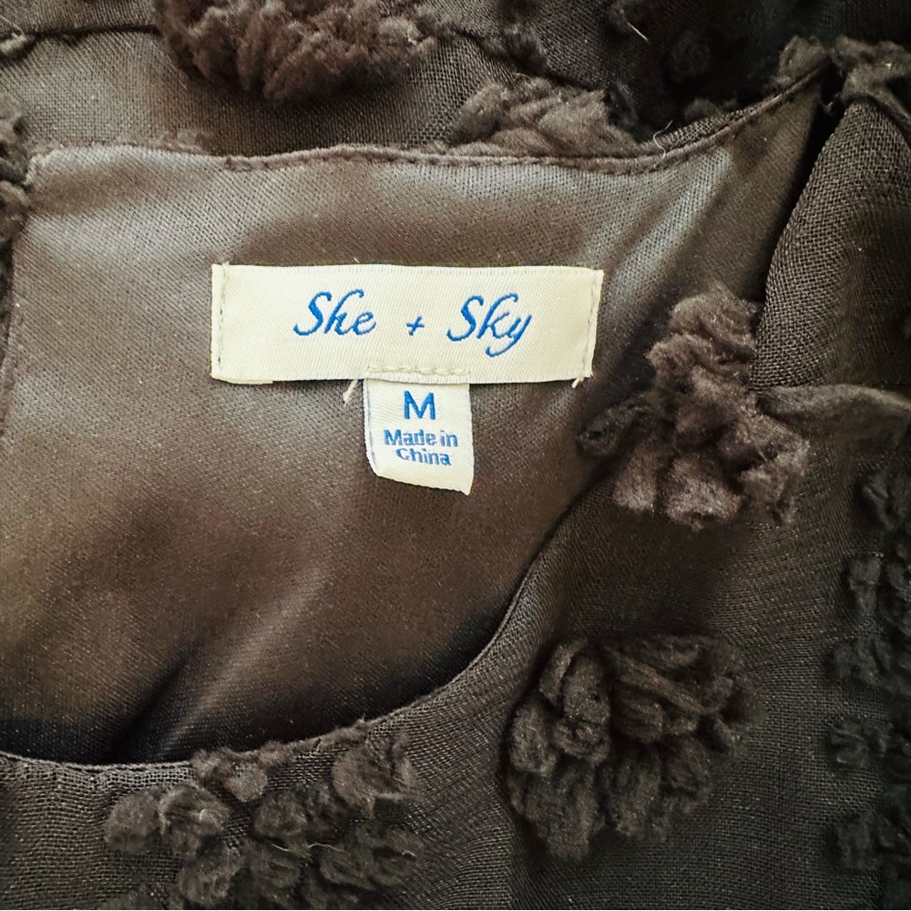 She + Sky | Dress Black with Pom Poms. Sz M - Picture 10 of 10
